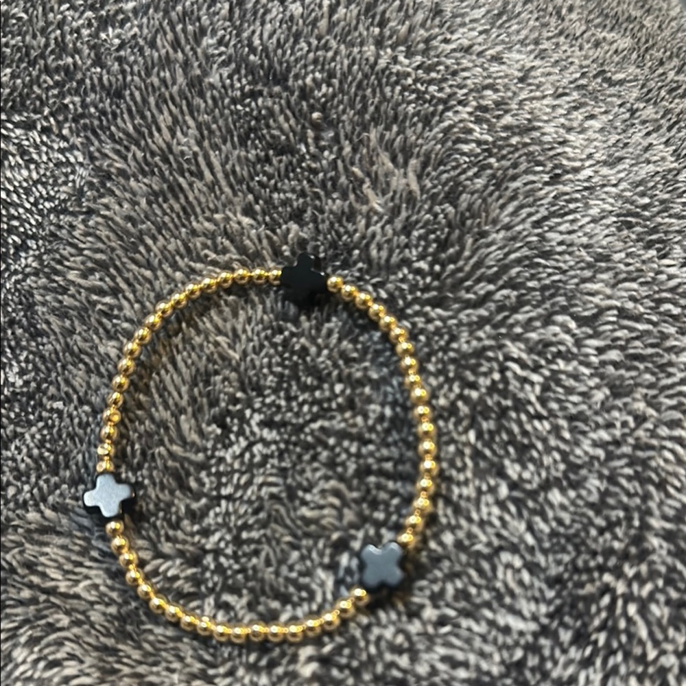 ENewton Gold Beaded Bracelet with Black Accents